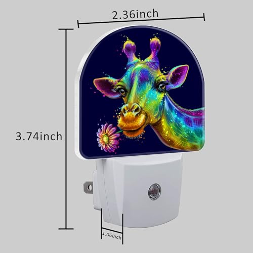 Image of Night Light Plug into Wall Colorful Cute Giraffe with Flower Night Light with Dusk to Dawn Sensor Night Light for Kid Girls Boys Women Room Decor,Hallway,Kitchen,Bathroom,Nursery,Stairs