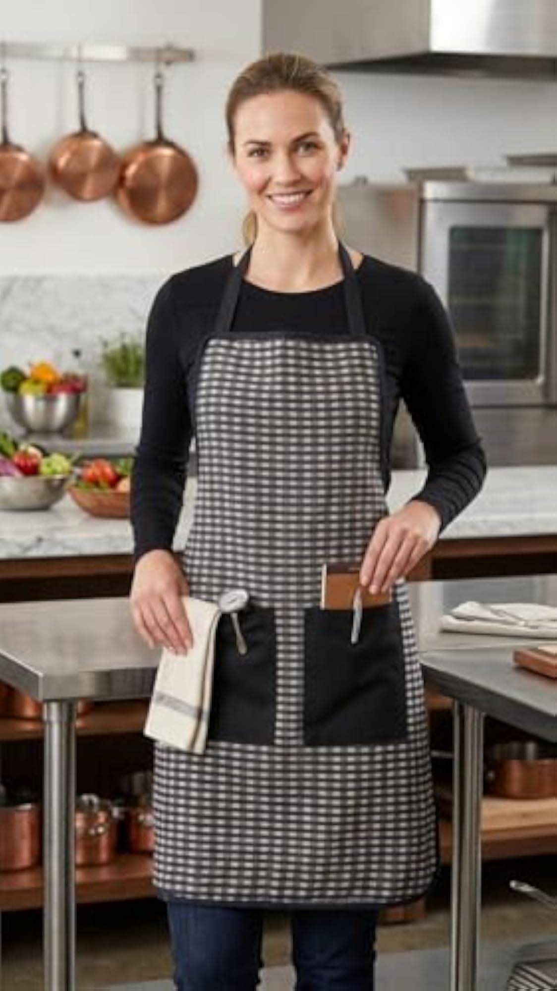 Check Chef Apron for Men & Women, Durable Cooking Apron