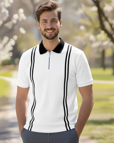 Image of AUSK Men Casual T-Shirt, Texture Printed Half Sleeve Tshirt for Mens, Polo Tshirt for Boys