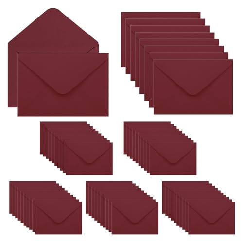 FEIHS 60 Pièces Enveloppes Bordeaux, Enveloppe Kraft, Enveloppe Cadeau, Mini Enveloppes, Sans Fenêtre, pour Cartes de Vœux, Invitations, Mariage (Carte et Colle Non Incluses, 15.5 x 10.5cm)