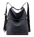 Produktbild KALIDI Damen Canvas Schultertasche Rucksack Groß Handtasche Vintage Umhängentasche 2 in 1 Anti Diebstahl, Leder Hobo Tasche für Alltag Büro Schule Ausflug Einkauf,Schwarz
