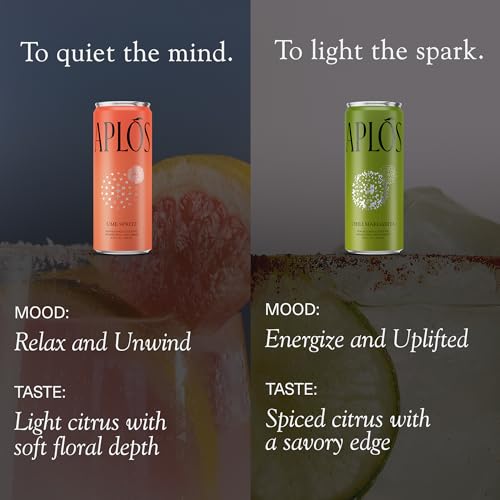 Aplós Canned Variety Pack of Non-Alcoholic Cocktails, Formulated with Adaptogens and Botanicals, Low Calorie, No Added Sugar Beverage (8 Pack, Ume Spritz & Chili Margarita) - Thumbnail 3