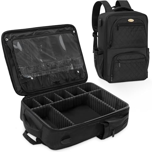 Image of Professional Makeup Case for Makeup Artist Cosmetic for Makeup Brush Storage Holder Holder Waterproof Travel Train Case, with Adjustable High Dividers, Small