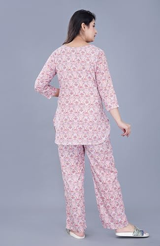Image of Amazon Brand - Tavasya Womens Ethnic Print Cotton Straight Co-ord Set with Pocket | Casual Wear |3 /4th Raglan Sleeve | Regular Fit