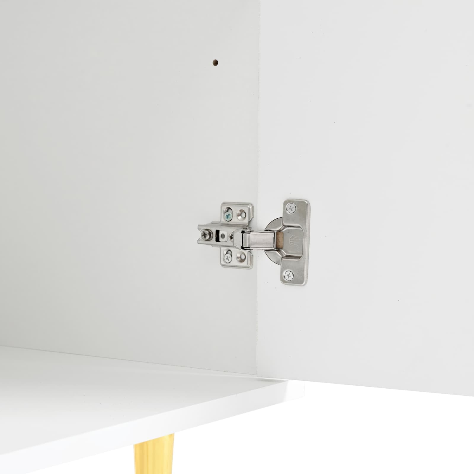 Sweiko Meuble de Rangement 160x80x40cm, Armoire de Cuisine 4 Portes avec Poignées Dorées Brossées et Pieds Brillants, Beaucoup d’Espace de Rangement pour Le Salon et la Cuisine (White)