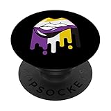 Agender Lips género regalo para bandera de orgullo no binario PopSockets PopGrip Intercambiable
