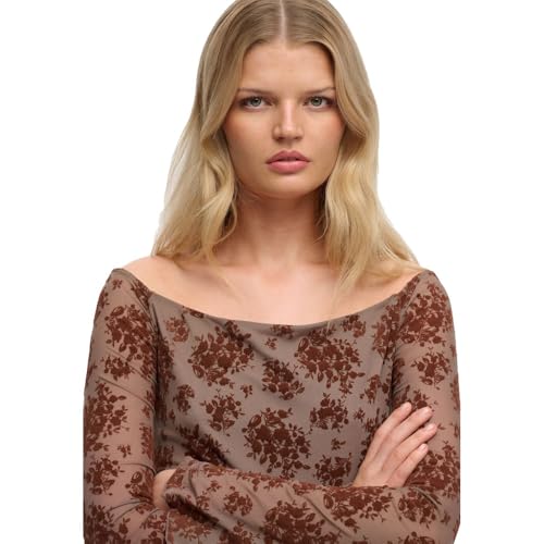 T shirt manches longues en maille floquée femme Superdry - vue 4