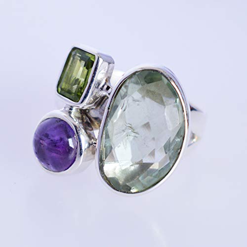 Bague améthyste en argent 925 massif et gemmes précieuses - 4