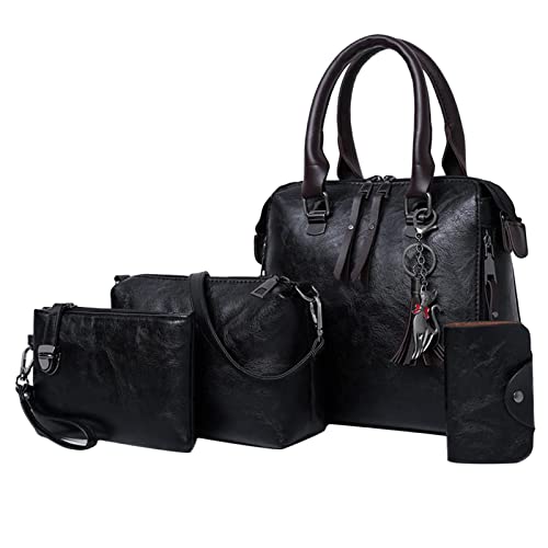 Tachiuwa 4 Peças Femininas Grandes Bolsas de Couro PU Alças Superiores Femininas Bolsa Mensageiro, P