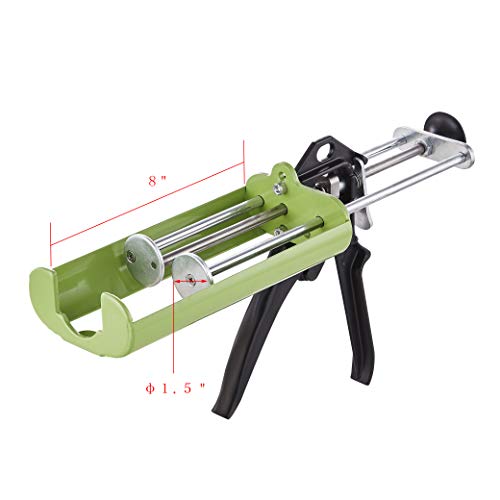 Manual Dual Caulking Gun, Dual Component Adhesive Applicator for Panel Bond with 2 Part Cartridge,1:1 Mix Ratio - Green