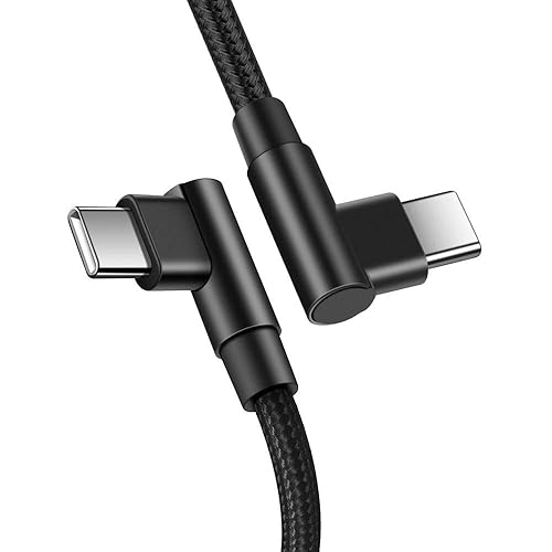 Miniatura 9 de Maixbomr Cable USB C a USB C de 90 grados de 9.8 ft9 pies, ángulo recto de 60 W PD tipo C, cable trenzado de nailon de carga rápida y transmisión de