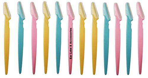 [Ear Lobe & Accessories] Multi-Purpose Women/Girls Razor | For Eyebrow, Face, Armpit, Foot, and Bikini Line – Pack of 12, Multicolor