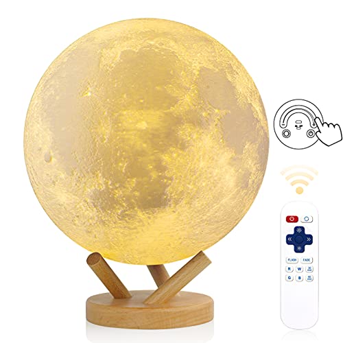 Sliding Control Moon Lamp, LOGROTATE 2021 Upgraded Version 7.1in Moon Light, 18 Colors Moon Night Light with Unique Stand, Sliding Control, Timing, USB Rechargeable, Best Gifts for Parent Friend Lover
