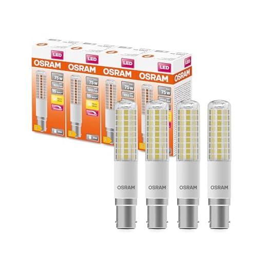 OSRAM LED Superstar Special T SLIM, Dimmbare schlanke LED-Spezial Lampe, B15d Sockel, Warmweiß (2700K), Ersatz für herkömmliche 75W-Leuchtmittel, 4 Stück (1er Pack)
