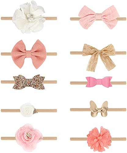 DRESHOW Baby Girl Nylon Headbands Newborn Infant Toddler Hairbands and Bows Child Hair Accessories