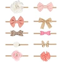 DRESHOW 10 Stück Baby Haarband Baby Stirnbänder Baby Mädchen Nylon Stirnband Neugeborene Kleinkinder Haarbänder und Bögen Kinder Haarschmuck