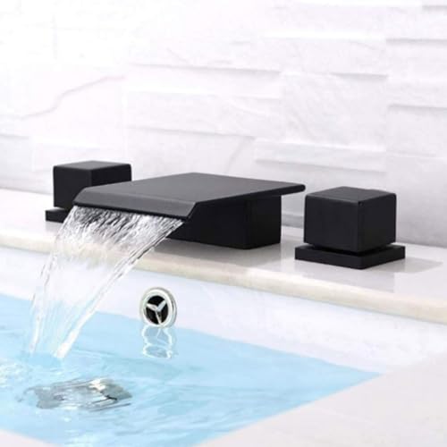 Mitigeur cascade 3 trous pour lavabo de salle de bain noir
