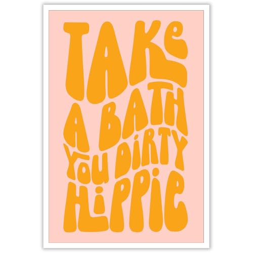 KFDJIG Simple Take A Bath You Dirty - Lienzo decorativo para pared, color rosa y naranja, póster de moda, divertido arte de pared para baño, fuente divertida, decoración de pared, adecuado para baño,