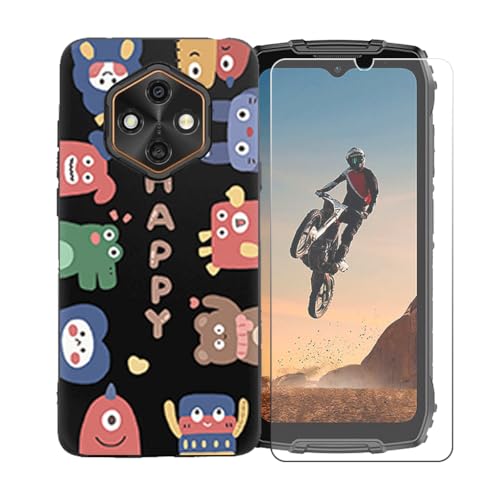 CongJiaLingXi�P�[�X�K�p �� Ulefone RugKing 4 Pro (6.56") �K�p �� �d�����ꂽ�K���X�X�N���[���v���e�N�^�[�A�_�炩���V���R�[���V�F���o���p�[�h�Ռ�TPU�ی�J�o�[�������,LLM45