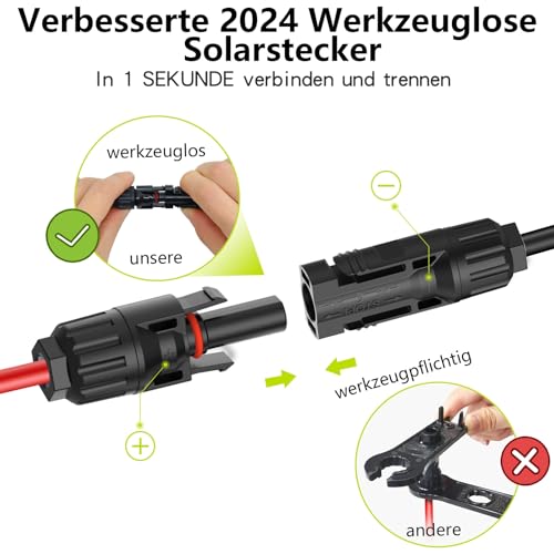 MXRPV Solar-Anschlusskabel, Solar-Panel Y Zweig Parallelverbinder, 30A 1000V 6mm² 2 bis 4 Splitter Solar-Panel-Steckverbinder Verlängerungskabel Solarkabel Stecker,Solarpanel-Anschlusskabel (2 bis 4)