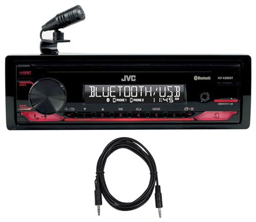 Audiosavings Bundle:(1) JVC KD-X280BT 1-Din Car Stereo Digital Media Receiver w/Bluetooth/USB/13-Band EQ Bundle with (1) Rockville TS1224 6 Foot 3.5MM to 3.5MM Aux Cable (Items 2)