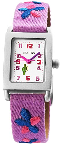 Preisvergleich Produktbild Cactus Quartz Kinderuhr Analog Textilband Kids Armbanduhr Lernuhr Lila 3ATM