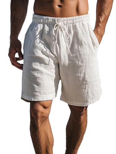 Mens Beach Shorts Solid Drawstring Swim Trunks Sports Shorts with Pockets Summer Casual Beachwear