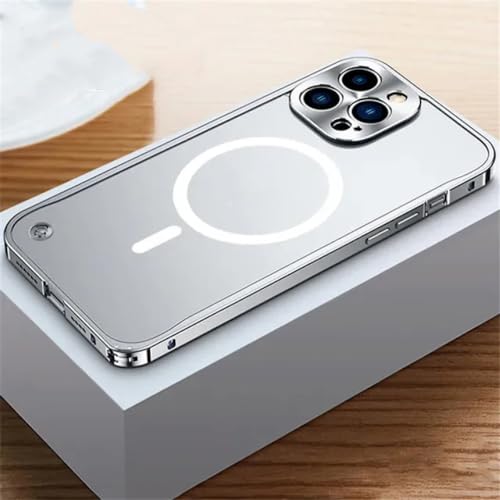 Coque acrylique givré pour iPhone 14 Pro max antichoc cadre argent