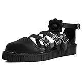4-Strap Schnalle-up T.U.K. Shoes Frauen Schwarz Rose Tukskin™ Spitze Multi-Riemen Mary Jane Sandale 41 EU
