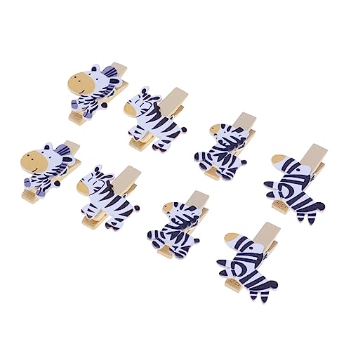 ABOOFAN 40 Pcs Cartoon Zebra Wooden Photo Clips Cute DIY Craft Holders for Photos Cards and Banners Wooden Clips for Home Office Decor