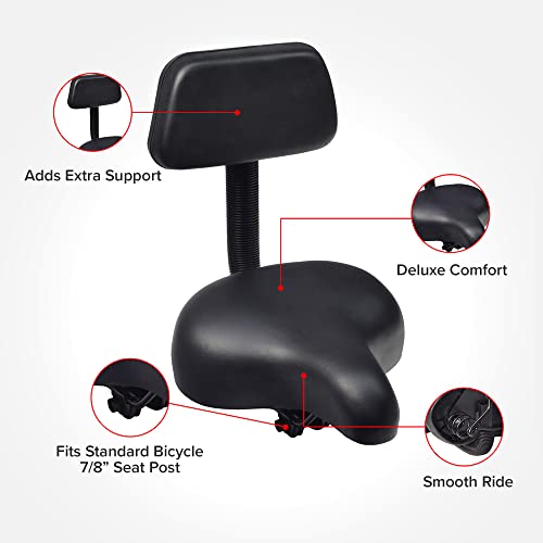 Alveytech Oversized Bike Saddle Seat With Backrest Cushion - Wide Soft Comfort Back Rest Seats For Men/Women, Replacement Exercise Foam Support For Mountain Bikes, Road Tricycle Cruiser, Adult Bicycle #TOP1