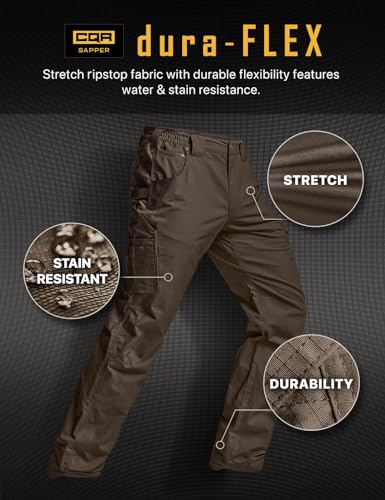 Image of CQR Men's Quick Dry Work Pants, Water Resistant Outdoor Tactical Pants, Lightweight Stretch Cargo Hiking Pants