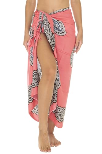 Image of SHU-SHI Womens Beach Swimsuit Cover Up Flower Sarong Wrap with Coconut Clip