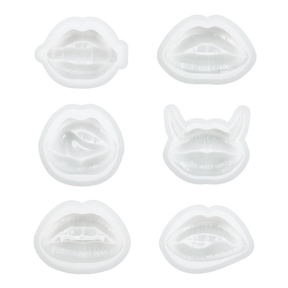 qimoi 6Piece Epoxy Silicone Mold For Resin Casting Crafts DIY Keychain Making Pendants Ornaments Decoration White