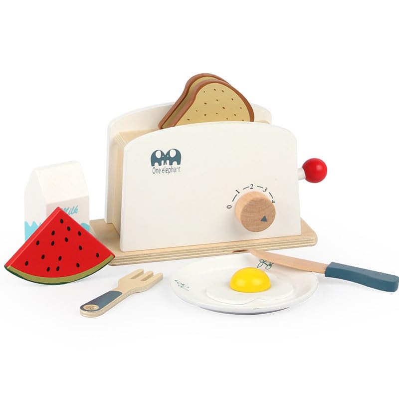 Sakuya Wooden Solid Little Toasty Toy Kitchen Wooden Toaster Play Set | Interactive Early Learning Toaster | Pretend Play Kitchen Toy Set