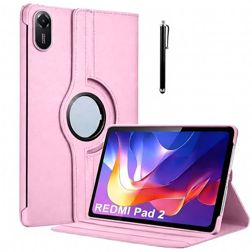 Image of ProElite Cover for Xiaomi Redmi Pad 2 11 inch Case Cover, 360 Rotatable Smart Flip Case Cover for Xiaomi Redmi Pad 2 11 inch Tablet with Stylus Pen, Pink