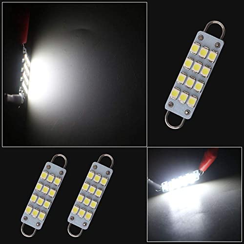 Grandviewtm 10 X 44Mm(1.73") 12-Smd 1210 3528 Chip Rigid Loop Festoon Led Bulbs For Car Interior Light Dome Map Light Door Courtesy Lights 561 562 567 (White) #TOP2