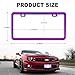 Carsories Iridescent License Plate Frame, 2 Holes Fashion Purple Stainless Steel Mirror Polish Holder, 2 Pack Waterproof Rust-Proof Universal US Car Frame, Including Screws, Caps and Rattle Proof Pads