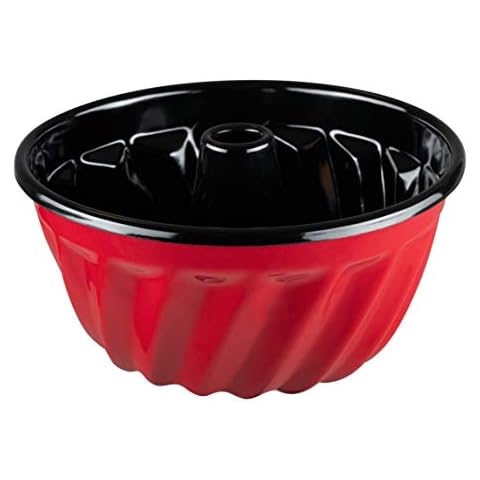 Riess, 0632-020, Gugelhupfform 24, CLASSIC - COLOR ROT, Durchmesser 24 cm, Höhe 13.7 cm, Inhalt 3 Liter, Emaille, rot/schwarz Cover