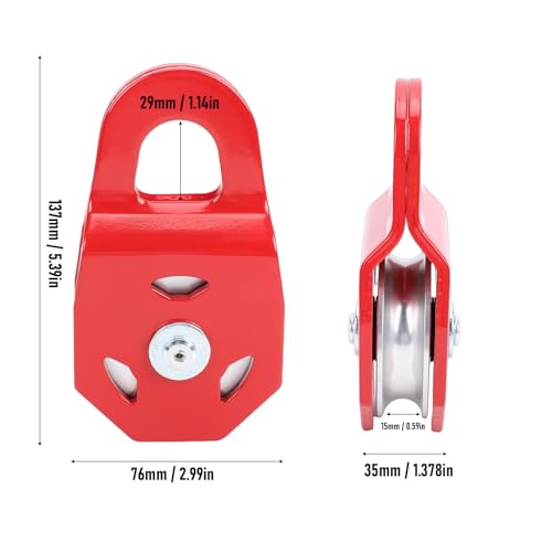 Heavy Du Winch Seilrolle – roter Stahl und Aluminiumlegierung, 15 mm maximaler Seildurchmesser für LKW, Traktor, ATV, UTV, Seilwinde Zubehör