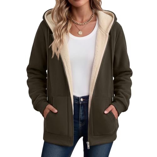 Zeagoo Hoodies For Women Zip Up Jackets Sherpa Fleece Fall Hoodies Casual