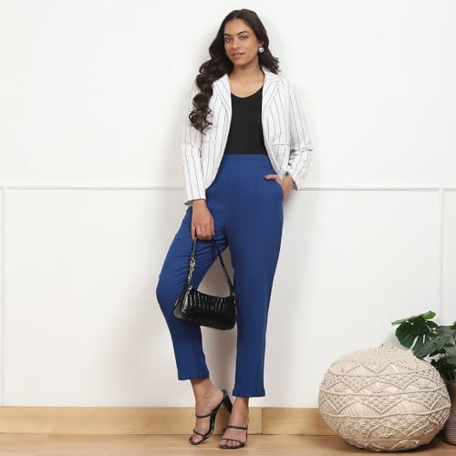 Pantalon ample BIBA bleu électrique en polyester fluide infroissable taille 34 - 4