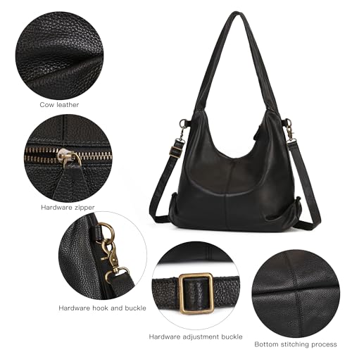 Image of Genuine Leather Shoulder Bags for Women Crossbody Bags Soft Leather Handbag Slouchy Tote Purses