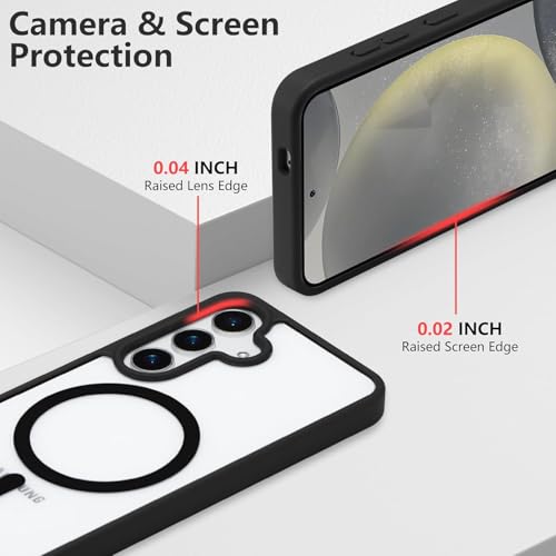 Image of Back Cover Case for Samsung Galaxy S24 FE 5G | Back Cover with Mag-Safe | Transparent & Black Mobile Phone Back Case Cover for Samsung Galaxy S2 4 FE / S24FE | Anti Yellow TPU Back Cover