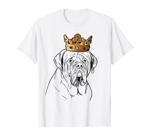 Mastiff Dog Wearing Crown T-Shirt, Black