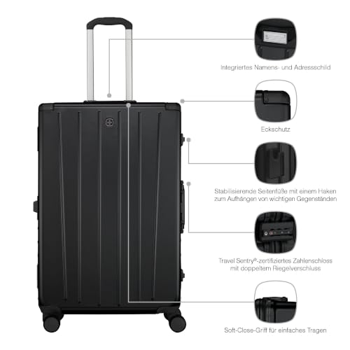 WENGER Loady L Hartschalenkoffer, 82 l Reisekoffer mit 4 Rollen, Schwarz – Ansicht 5