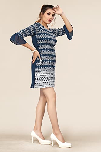 Image of Bee M Pee Designer Short Kurti Tops for Jeans for Women I Chikankari Rayon Cotton Long Kurta Kurti for Women I Stylish wear Kurti top for Girls