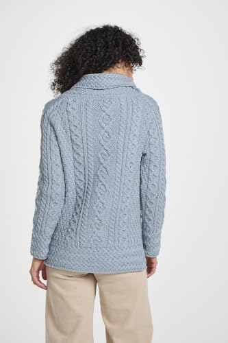 Image of Carraig Donn - Ladies - 100% Soft Merino Wool - Cable Knit Sweeter Vented Roll Neck Irish Jumper