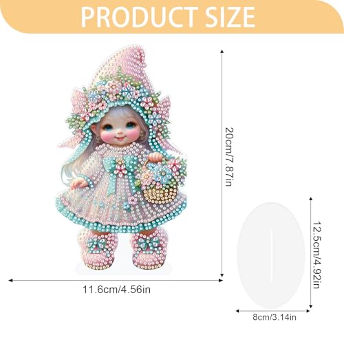 JISHSHAY Fairy Diamond Art Desk Ornaments Diamond Painting Desktop Decoration Gem Art Table Top Decorations Gem Painting Table Ornaments Mosaic Kits for Adults Desk Top Kits with Special Shaped Elf