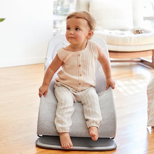 Ergobaby Evolve 3-in-1 Bouncer Seat for Babies and Toddlers 5.5-25lbs - Multi Position Baby Rocker Seat with Adjustable Heights, Secure Harness, Newborn Insert - Light Grey — view 7